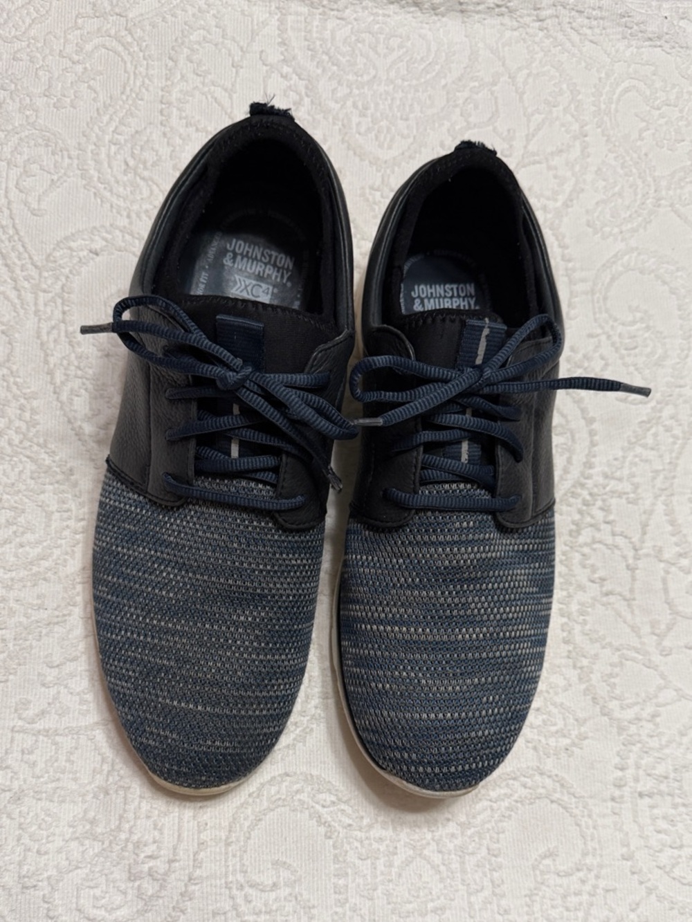 Johnston & Murphy Size 10.5 Men’s NAVY Knit Lace-Up Sneakers - Picture 1 of 8
